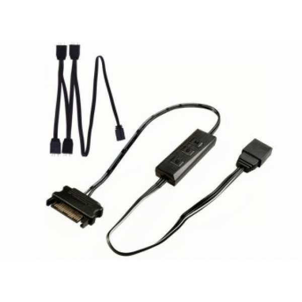 XILENCE LQZ.ARGB_Set Cable (XZ172), Cooling Control Set for ARGB components: 5V D/P 3PIN connections, 1x Mini Cable Controller, 1x 1 to 4 ARGB Splitter