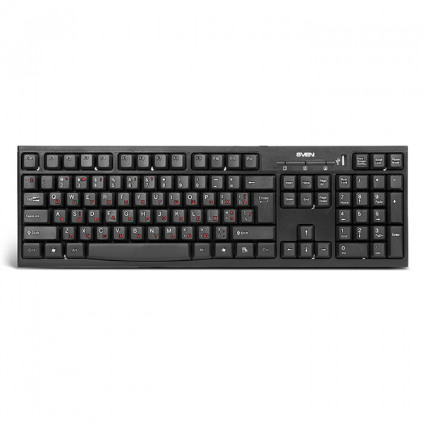 SVEN Standard 304 USB+HUB, Keyboard, USB 2.0 Hub 1-port, Black