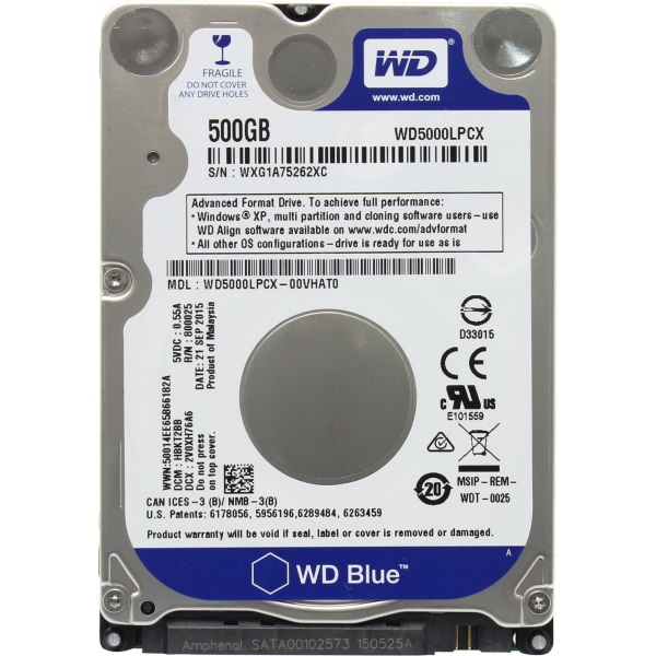 2.5" HDD 500GB Western Digital WD5000LPCX, Blue™, 5400rpm, 16MB, 7mm, SATAIII, NP 2.5" HDD 500GB Western Digital WD5000LPCX, Blue™, 5400rpm, 16MB, 7mm, SATAIII, NP