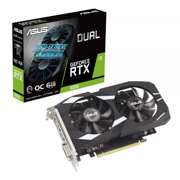 Видеокарта ASUS Dual GeForce RTX 3050 OC Edition / 6GB / GDDR6 / 96Bit Видеокарта ASUS Dual GeForce RTX 3050 OC Edition / 6GB / GDDR6 / 96Bit