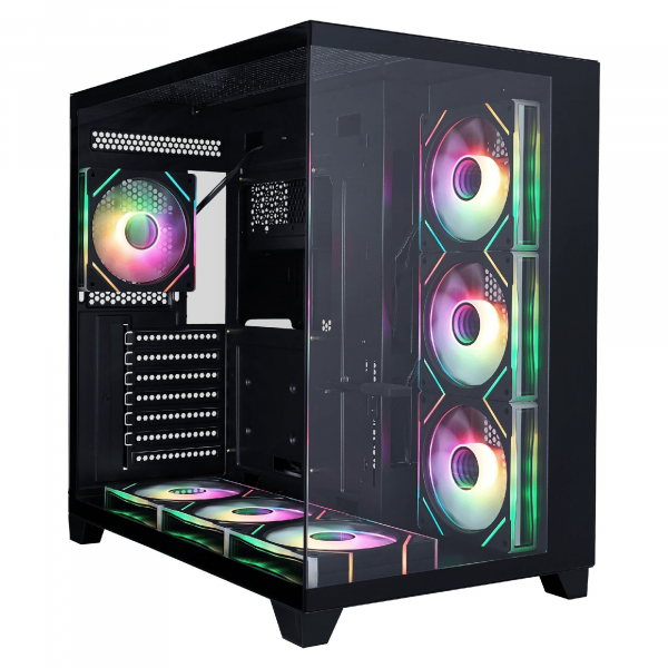 Корпус 1STPLAYER MV8-TP / no PSU / Side-Window / 7x120mm / ATX / Black