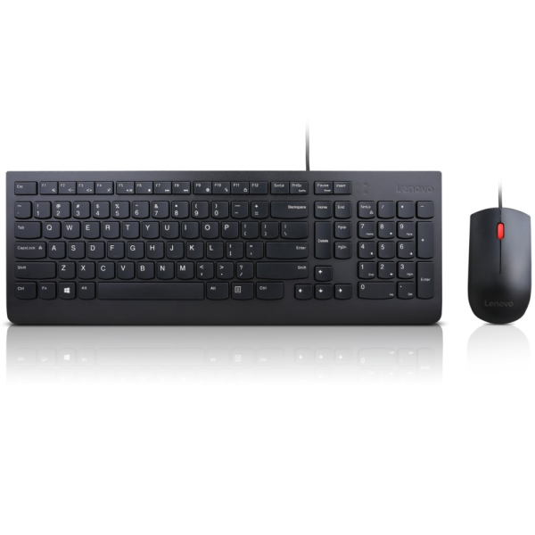 Lenovo Essential Wired Keyboard and Mouse Combo, USB, Black. Lenovo Essential Wired Keyboard and Mouse Combo, USB, Black.