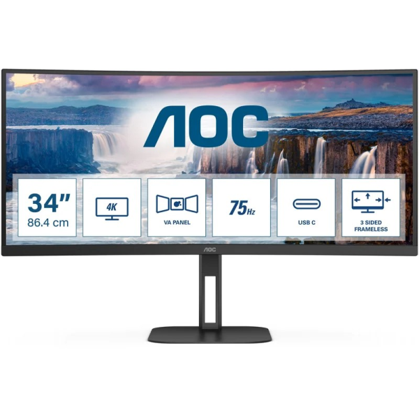 34.0” Monitor AOC CU34V5C/BK/ Curved/ 1ms/ 21:9/ 4K/ Black 34.0” Monitor AOC CU34V5C/BK/ Curved/ 1ms/ 21:9/ 4K/ Black