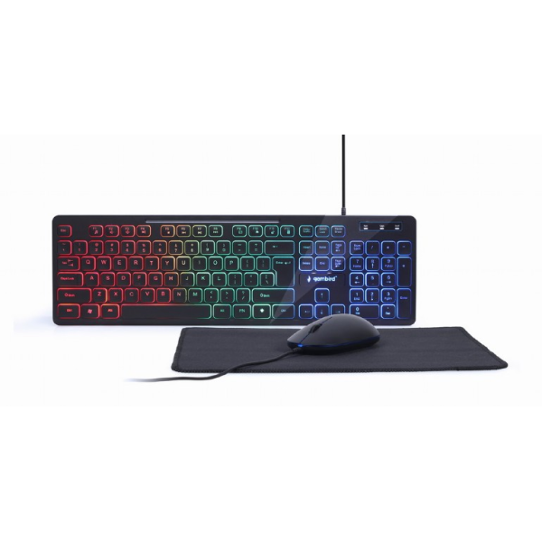 Gembird KBS-UML-01, 3-in-1 backlight desktop set, US layout, Black Gembird KBS-UML-01, 3-in-1 backlight desktop set, US layout, Black