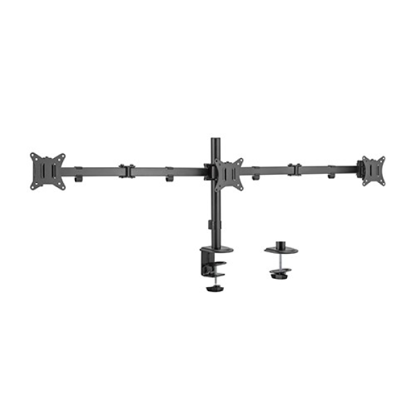 Arm for 3 monitors 17”-27” Gembird MA-D3-01, Adjustable desk 3-display mounting arm (rotate, tilt, swivel), up to 7 kg, VESA 75/100, black Arm for 3 monitors 17”-27” Gembird MA-D3-01, Adjustable desk 3-display mounting arm (rotate, tilt, swivel), up to 7 kg, VESA 75/100, black
