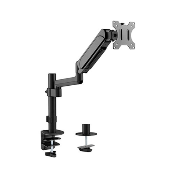 Arm for 1 monitor 17”-32” - Gembird MA-DA1P-01, Adjustable desk display mounting arm, Gas spring 2-9 kg, VESA 75/100, arm rotates, extends and retracts, tilts