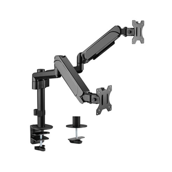 Arm for 2 monitors 17”-32” - Gembird MA-DA2P-01, Adjustable desk 2 displays mounting arm, Gas spring 2-9 kg, VESA 75/100, arm rotates, extends and retracts Arm for 2 monitors 17”-32” - Gembird MA-DA2P-01, Adjustable desk 2 displays mounting arm, Gas spring 2-9 kg, VESA 75/100, arm rotates, extends and retracts