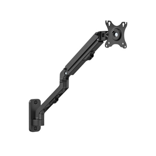 Monitor wall mount arm for 1 monitor up to 27” Gembird MA-WA1-02, Adjustable wall display mounting arm (rotate, tilt, swivel), VESA 75/100, up to 9 kg, black