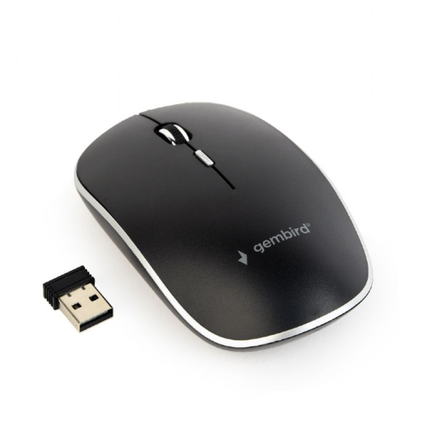 Gembird MUSW-4BSC-01, Silent Wireless Optical mouse, 2.4GHz, 4-button, 800 - 1600dpi, Type-C receiver, Black Gembird MUSW-4BSC-01, Silent Wireless Optical mouse, 2.4GHz, 4-button, 800 - 1600dpi, Type-C receiver, Black
