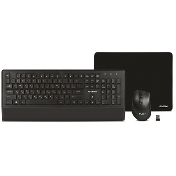 SVEN KB-C3800W, Wireless, Keyboard & Mouse & Mouse Pad, 2.4GHz, Multimedia Keyboard (104 keys, 12Fn-keys) + Mouse (5+1 keys (scroll wheel), 800/1200/1600dpi) SVEN KB-C3800W, Wireless, Keyboard & Mouse & Mouse Pad, 2.4GHz, Multimedia Keyboard (104 keys, 12Fn-keys) + Mouse (5+1 keys (scroll wheel), 800/1200/1600dpi)