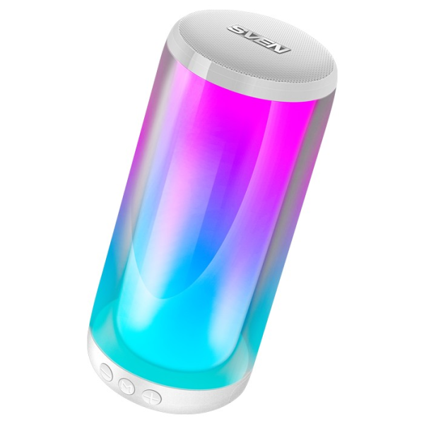 Bluetooth Портативные колонки SVEN PS-265 White / 10W RMS / TWS / RGB 12 lighting modes with Night Light / FM tuner / USB & microSD / White