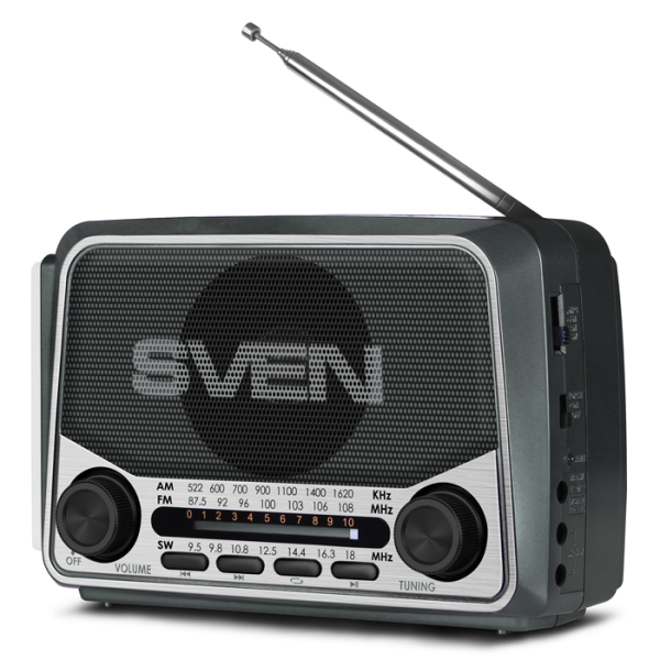 SVEN SRP-525 Gray, FM/AM/SW Radio, 3W RMS, 8-band radio receiver, built-in audio files player from USB-fash, microSD and SD card storage devices, telescopic SVEN SRP-525 Gray, FM/AM/SW Radio, 3W RMS, 8-band radio receiver, built-in audio files player from USB-fash, microSD and SD card storage devices, telescopic