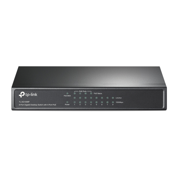 TP-LINK TL-SG1008P, 8-Port Gigabit Desktop PoE Switch, 8 Gigabit RJ45 ports including 4 PoE ports, 53W PoE Power supply, steel case TP-LINK TL-SG1008P, 8-Port Gigabit Desktop PoE Switch, 8 Gigabit RJ45 ports including 4 PoE ports, 53W PoE Power supply, steel case