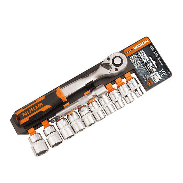 Set de 12 chei tubulare de 1/2 cu maner cu clichet Cr-V WOKIN (Industrial) Set de 12 chei tubulare de 1/2 cu maner cu clichet Cr-V WOKIN (Industrial)