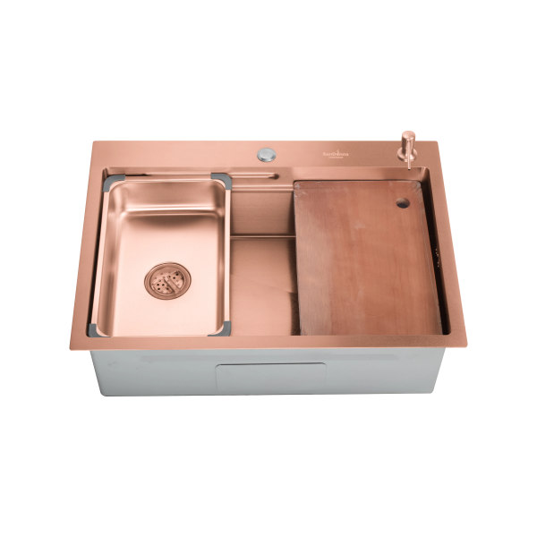 Chiuveta handmade SanDonna HD7850 dubla Auriu