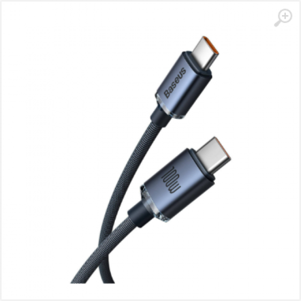 Cable Type-C - Type-C, Braided, 100W, 1.2m, Baseus Crystal Shine Black CAJY000601