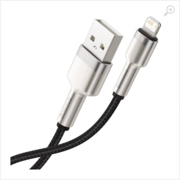 Cable USB - Lightning, 2.4A, 1m, Baseus Cafule Metal Black CALJK-A01 Cable USB - Lightning, 2.4A, 1m, Baseus Cafule Metal Black CALJK-A01