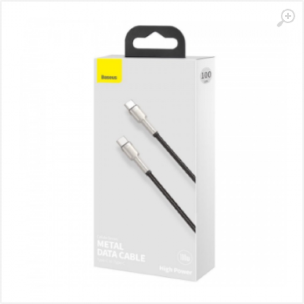 Cable Type-C - Type-C, Braided, 100W, 1m, Baseus Cafule Metal Black CATJK-C01