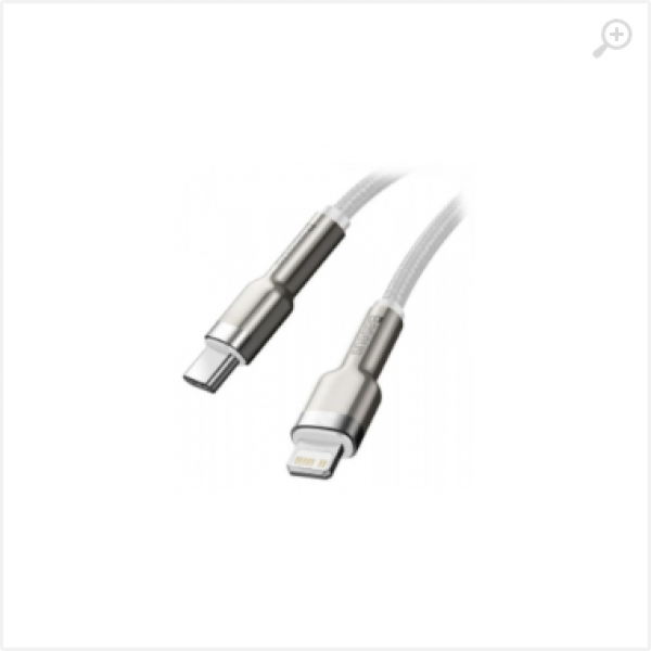 Cable Type-C - Lightning, Braided, PD 20W, 1m, Baseus Cafule Metal White CATLJK-A02