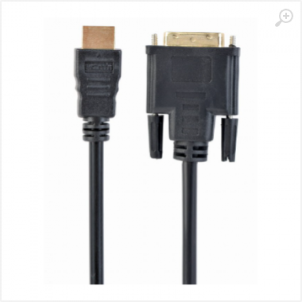 Cable HDMI to DVI 1.8m Cablexpert, male-male, GOLD, 18+1pin single-link, CC-HDMI-DVI-6