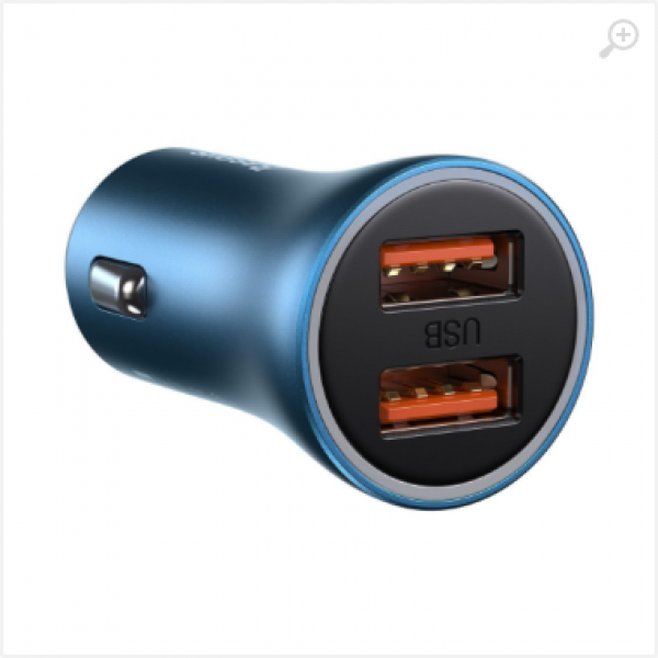 USB Car Charger - Baseus Golden Contactor, 2xUSB (U + U), 40W, Blue CCJD-A03