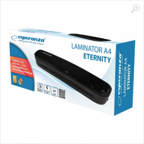 Laminator Esperanza ETERNITY EFL002 A4, Power consumption: 265W, Film thickness for hot lamination: 80-125 microns, Maximum document dimensions: 210 x 297 mm Laminator Esperanza ETERNITY EFL002 A4, Power consumption: 265W, Film thickness for hot lamination: 80-125 microns, Maximum document dimensions: 210 x 297 mm
