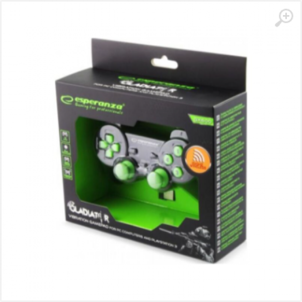 Gamepad Wireless Esperanza GLADIATOR EGG108G Green, vibration Game Pad, 16 buttons, 2 sticks, Ergonomic design, 2 modes (analog and digital), Soft sw