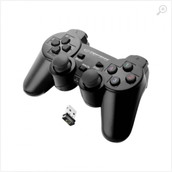Gamepad Wireless Esperanza GLADIATOR EGG108K Black, vibration Game Pad, 16 buttons, 2 sticks, Ergonomic design, 2 modes (analog and digital), Soft Gamepad Wireless Esperanza GLADIATOR EGG108K Black, vibration Game Pad, 16 buttons, 2 sticks, Ergonomic design, 2 modes (analog and digital), Soft