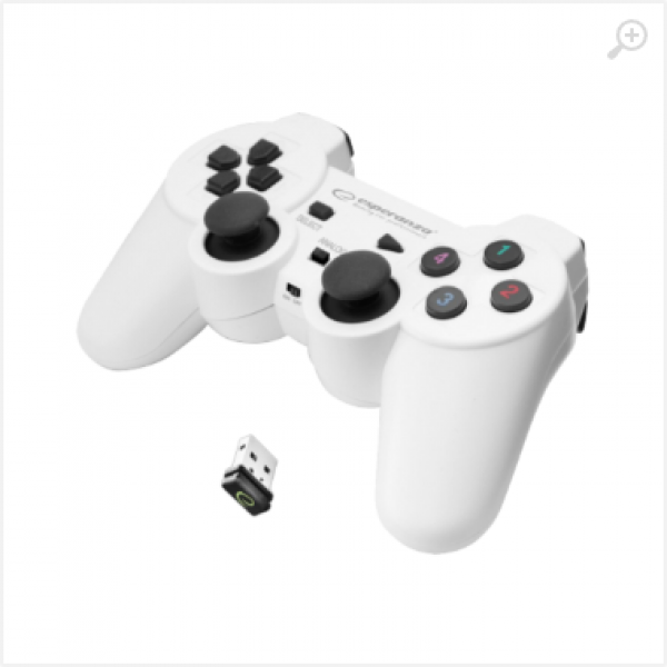 Gamepad Wireless Esperanza GLADIATOR EGG108W White, vibration Game Pad, 16 buttons, 2 sticks, Ergonomic design, 2 modes (analog and digital), Soft