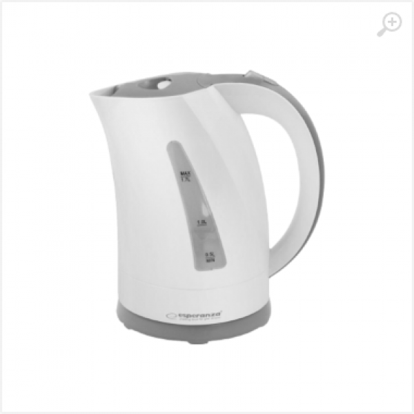 Kettle Esperanza AMAZON EKK022 2200W, 1,7l, concealed heating element, 360° swivel base, auto shut-off after boiling, white-grey