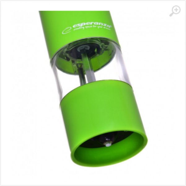 Grinder Esperanza MALABAR EKP001G Green, LED illumination during use Adjustable grinding thickness Length: 23cm Diameter: 5cm Power: 4* AA batteries (not Grinder Esperanza MALABAR EKP001G Green, LED illumination during use Adjustable grinding thickness Length: 23cm Diameter: 5cm Power: 4* AA batteries (not