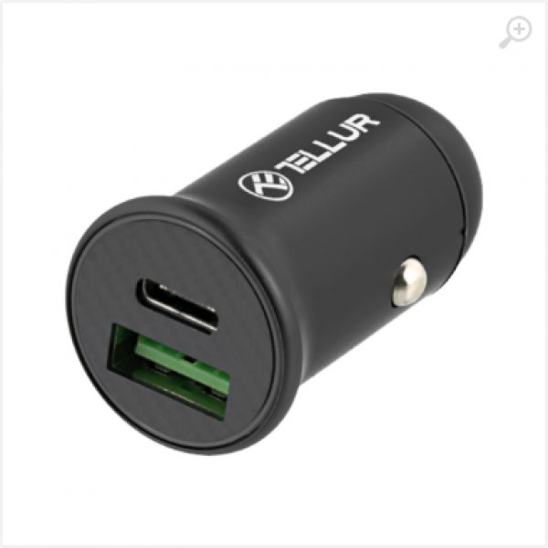 USB Car Charger - Tellur FCC7 2xDC 12-24V, 1xUSB Type-A QC 3.0, 1 xUSB Type-C PD, PD60W, QC30W, Aluminium, Black TLL151251 USB Car Charger - Tellur FCC7 2xDC 12-24V, 1xUSB Type-A QC 3.0, 1 xUSB Type-C PD, PD60W, QC30W, Aluminium, Black TLL151251
