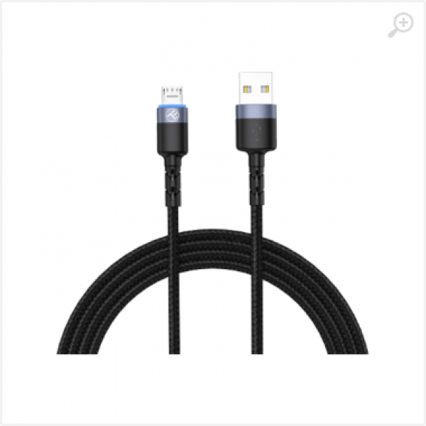 Cable USB - Micro USB, cu LED, Nylon, 1.2m, Tellur Black TLL155353
