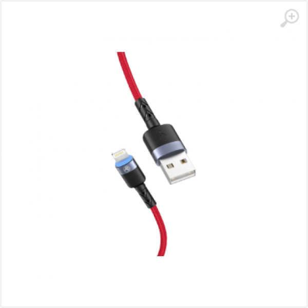 Cable USB - Lightning, cu LED, Nylon, 3A, 1.2m, Tellur Red TLL155354