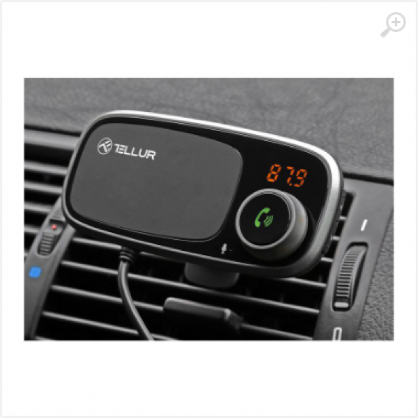 Car FM Transmitter, FMT-B6, Bluetooth, Display, with magnetic support for smartphone, MicroSD, 2 x USB max 3.4A, Tellur Black TLL171082