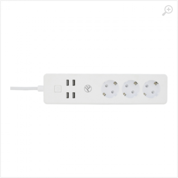 Prelungitor WiFi, 3 porturi, 4*USB 4A, 2200W, 10A, 1.8m, Tellur White TLL331031