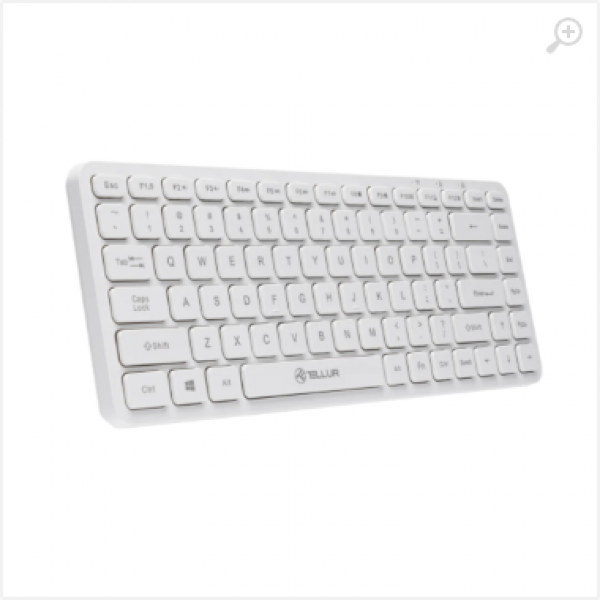Mini Wireless Keyboard Tellur, 10 meters wireless range, White, US Layout Mini Wireless Keyboard Tellur, 10 meters wireless range, White, US Layout