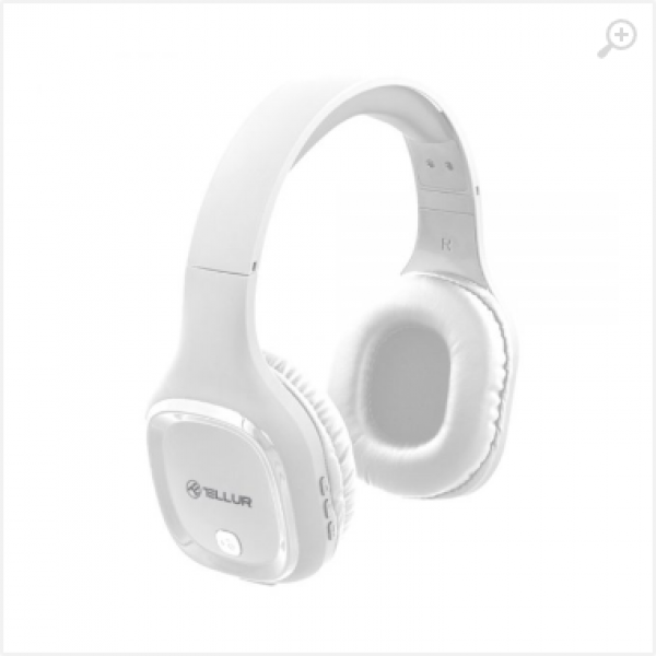 Casti Bluetooth, Over-ear, Pulse, Microfon, Timp de joc muzical până la 8h, Tellur White TLL511371