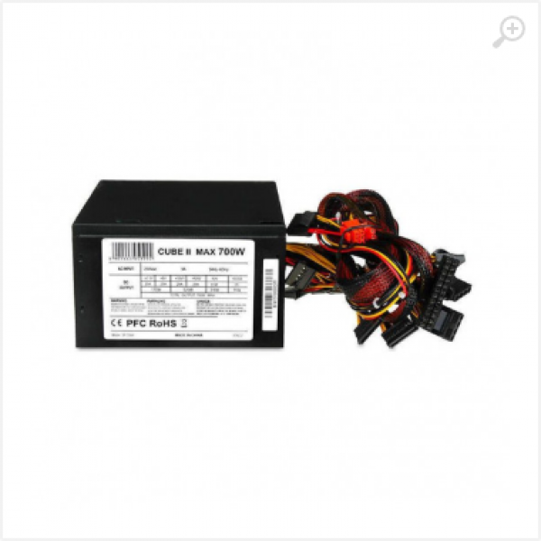 PSU iBOX Cube II 700W, Active PFC, 120mm fan, 1x ATX MB, 1x20+4pin, 1xPCI-e 6pin, 1xPCI-e 6+2pin, 6xSATA, 6xMolex