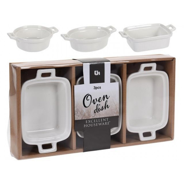 Set forme pentru mancari calde EH 3buc 29X15cm, portelan Set forme pentru mancari calde EH 3buc 29X15cm, portelan