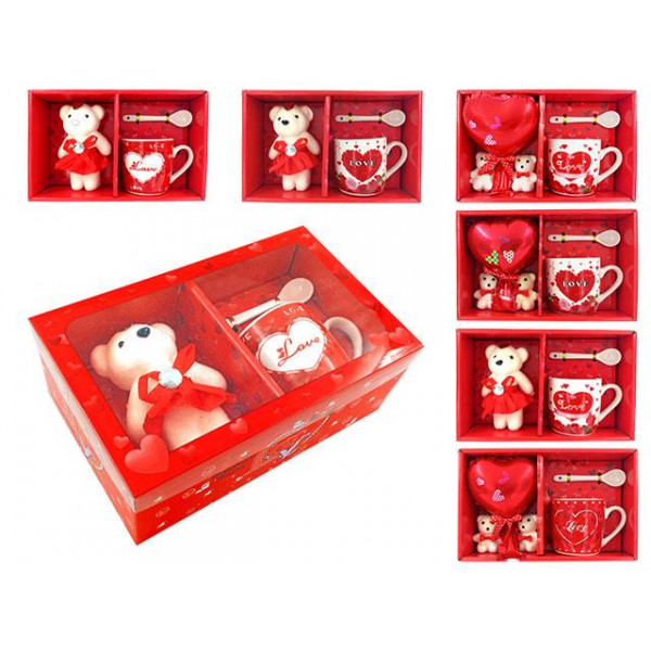 Set cana 210ml cu lingura "Love", jucarie, cutie-cadou Set cana 210ml cu lingura "Love", jucarie, cutie-cadou