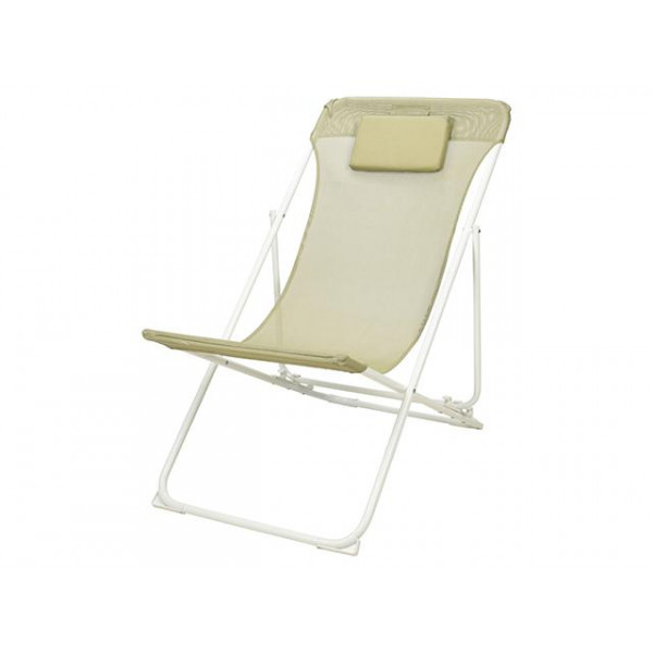 Scaun-sezlong pliabil 85X55X87cm, cu perna, bej-verzui