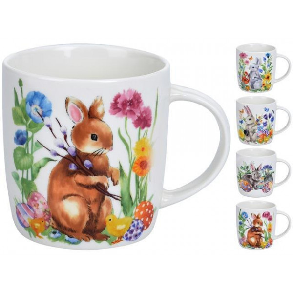 Чашка с пасхальным рисунком 370ml, 4 дизайна, фарфор