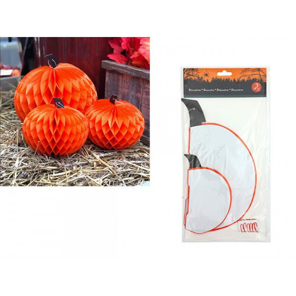 Set dovleacuri de hartie suspendabile 2buc 16X19cm, 1buc 27X30cm Set dovleacuri de hartie suspendabile 2buc 16X19cm, 1buc 27X30cm