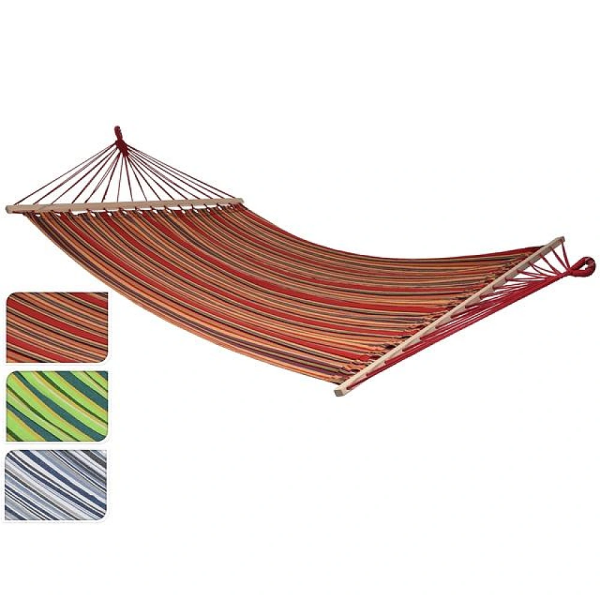 Hamac textil 200X150cm, cu suporturi din lemn, max 240kg, 3 culori Hamac textil 200X150cm, cu suporturi din lemn, max 240kg, 3 culori