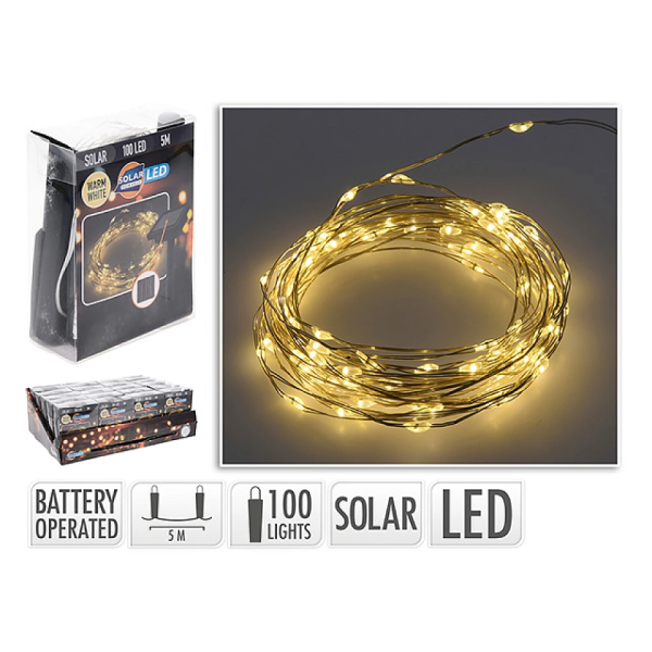Огни на солнечной батарее "змейка" 100LED 5м, тепл-белый Огни на солнечной батарее "змейка" 100LED 5м, тепл-белый