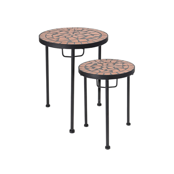 Set 2 masute Mozaic metal-piatra D30,H38cm, D25,H32cm Set 2 masute Mozaic metal-piatra D30,H38cm, D25,H32cm