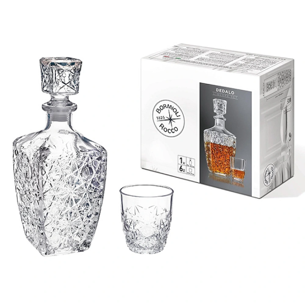 Set carafa 780ml si 6 pahare pentru lichior 85ml Dedalo Set carafa 780ml si 6 pahare pentru lichior 85ml Dedalo