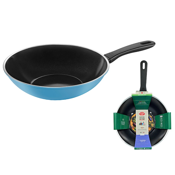 Tigaie WOK Ballarini Caprera 28cm, inductie, albastru Tigaie WOK Ballarini Caprera 28cm, inductie, albastru