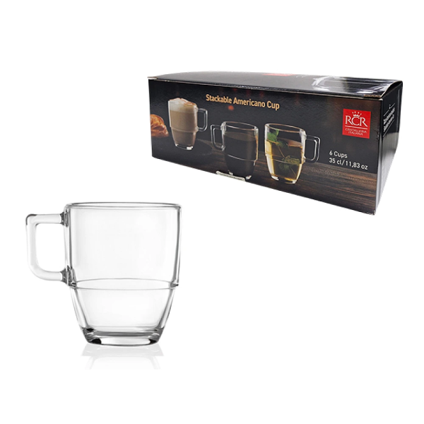 Набор чашек Stackable Americano RCR 6шт, 350ml, хрусталь Набор чашек Stackable Americano RCR 6шт, 350ml, хрусталь